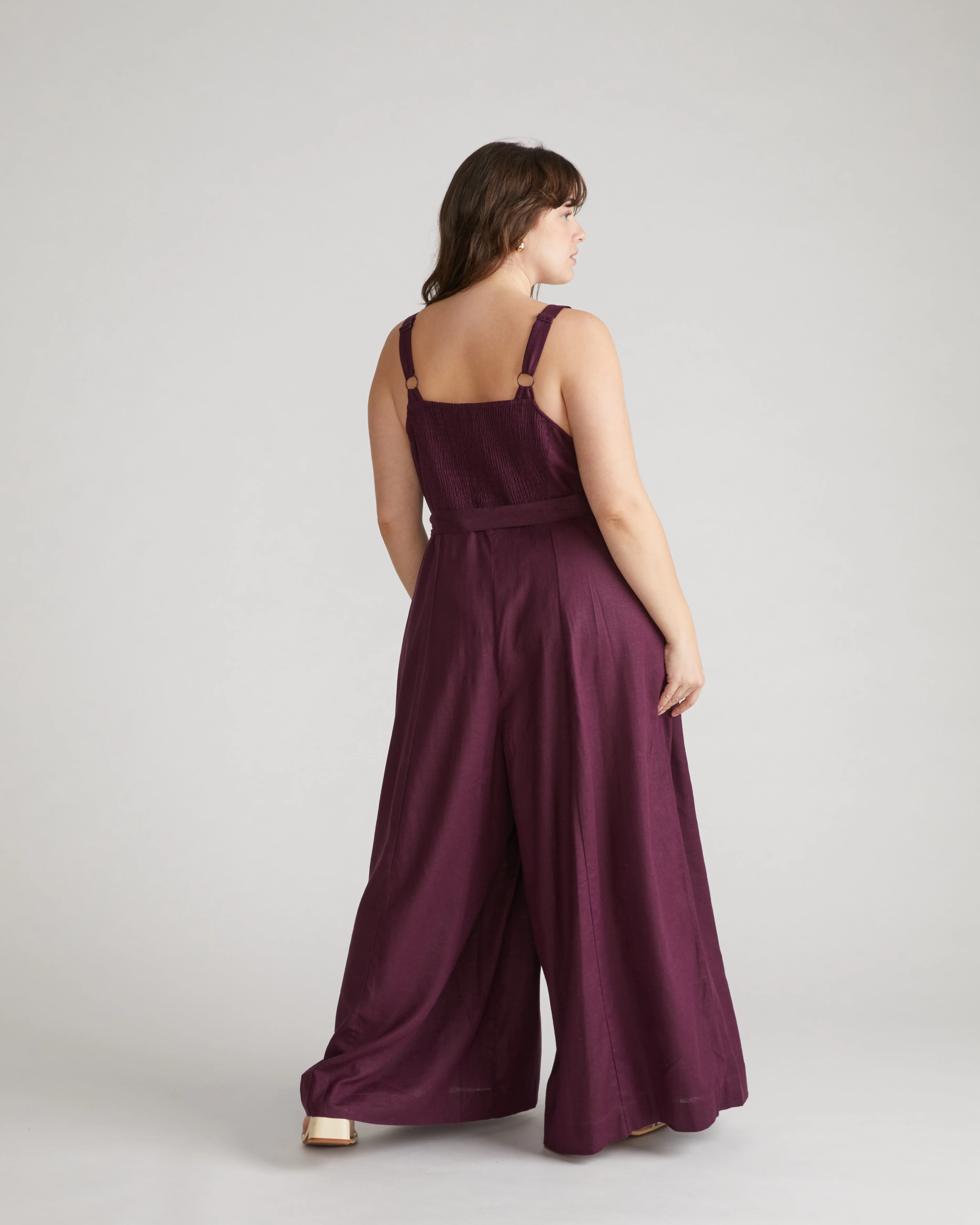 Promenade Linen Blend Jumpsuit - Acai - Image 3