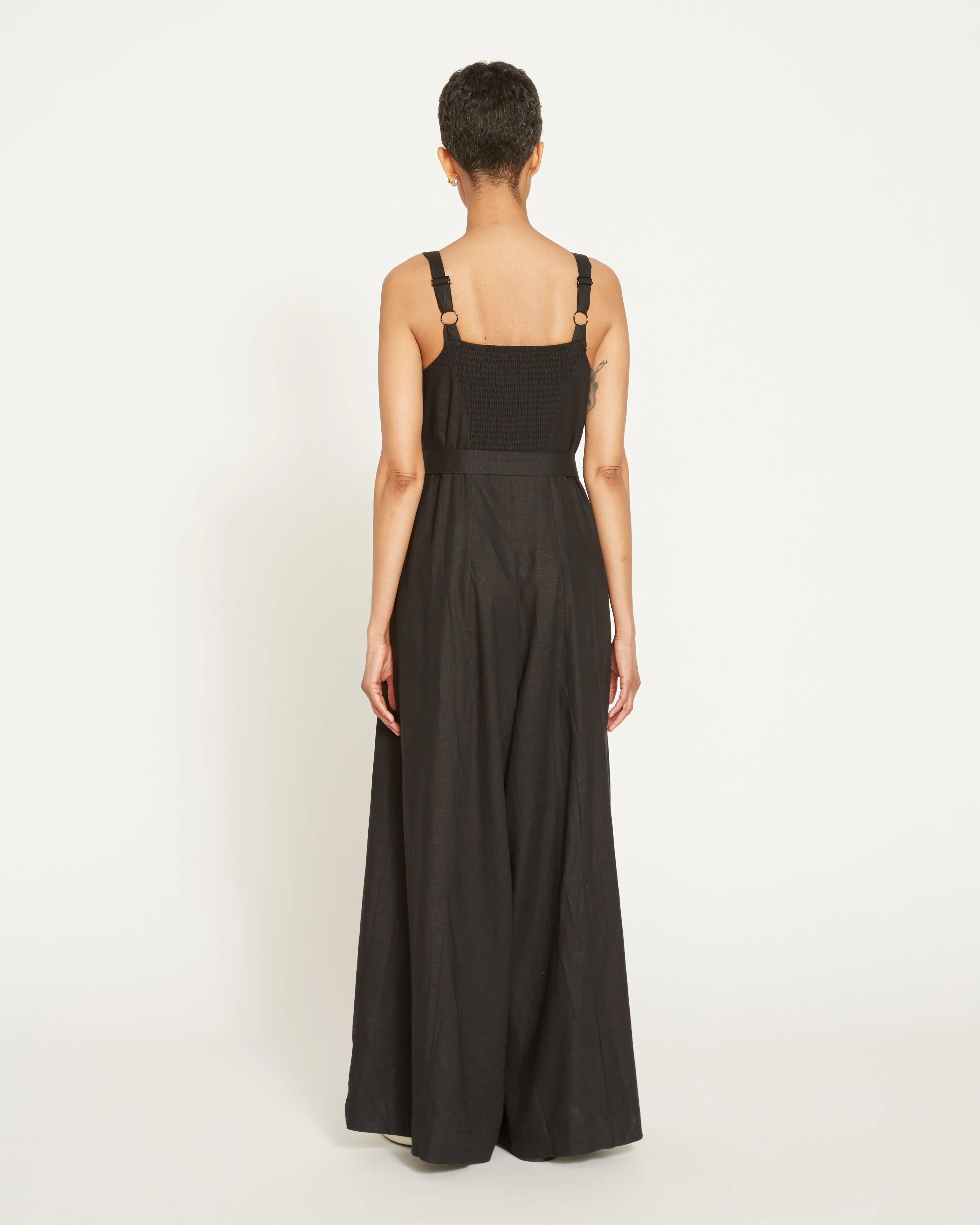 Promenade Linen Blend Jumpsuit - Black - Image 7