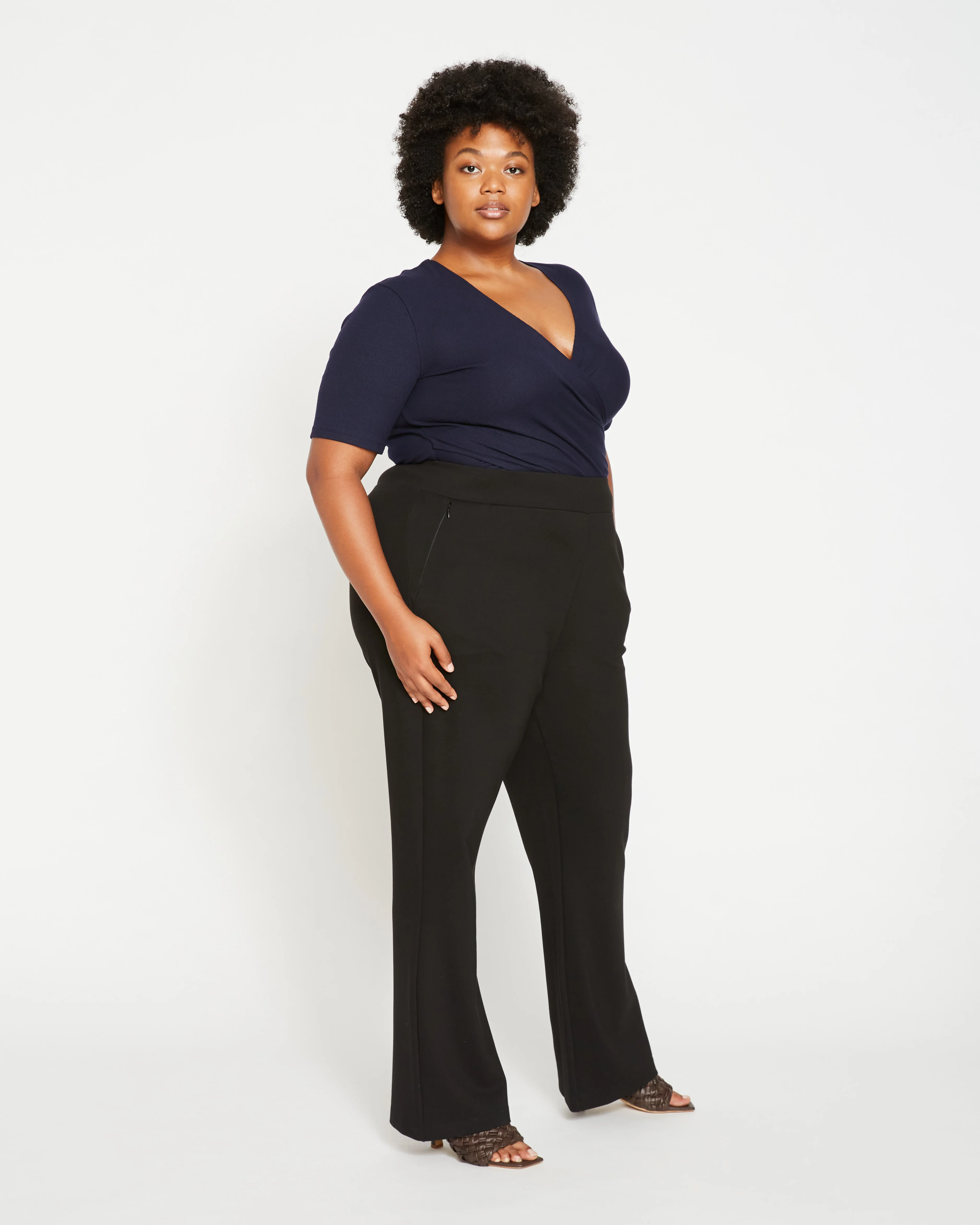 Pull On Bootcut Ponte Pants - Black - Image 2