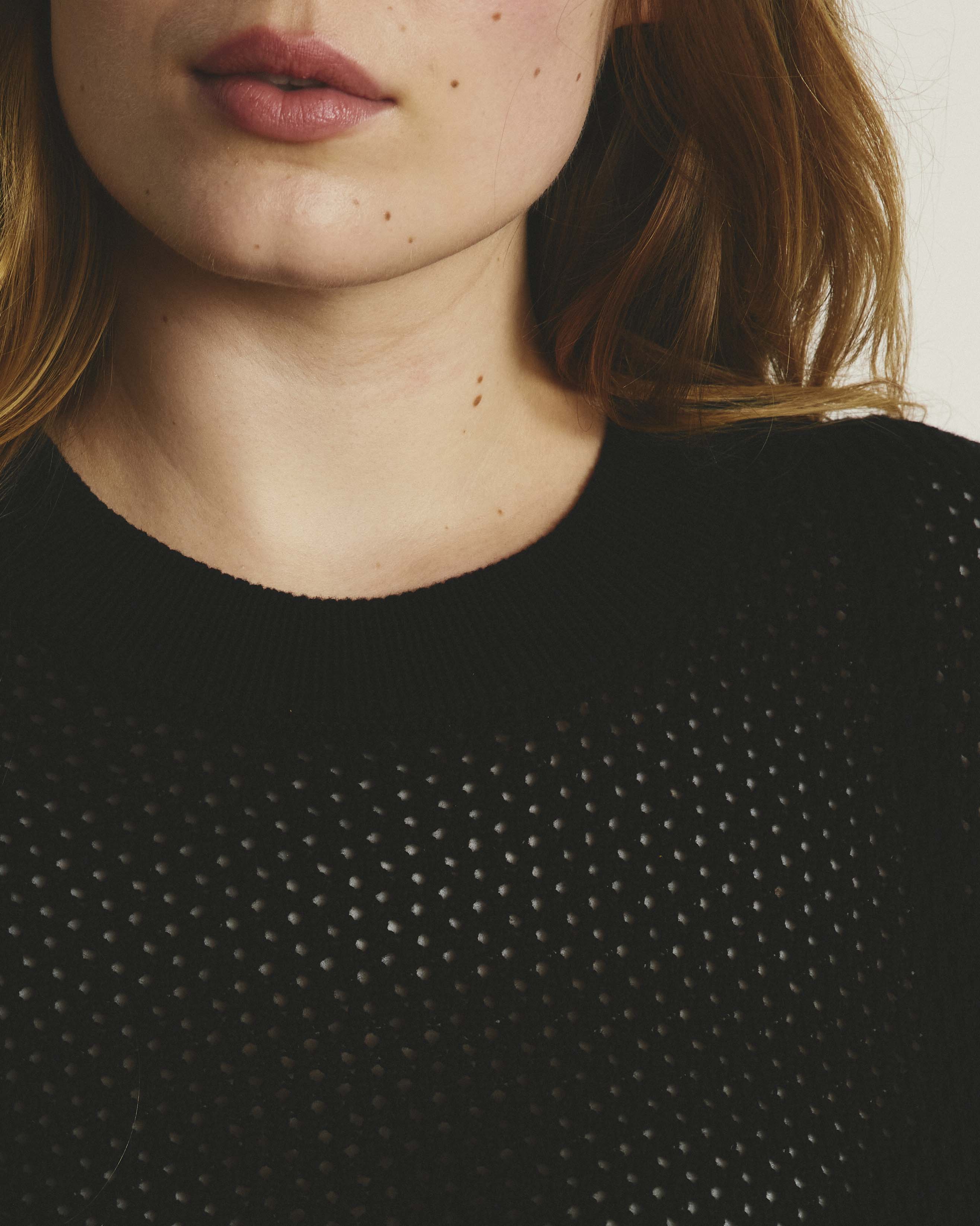 Rosie Pointelle Sweater Top - Black - Image 4