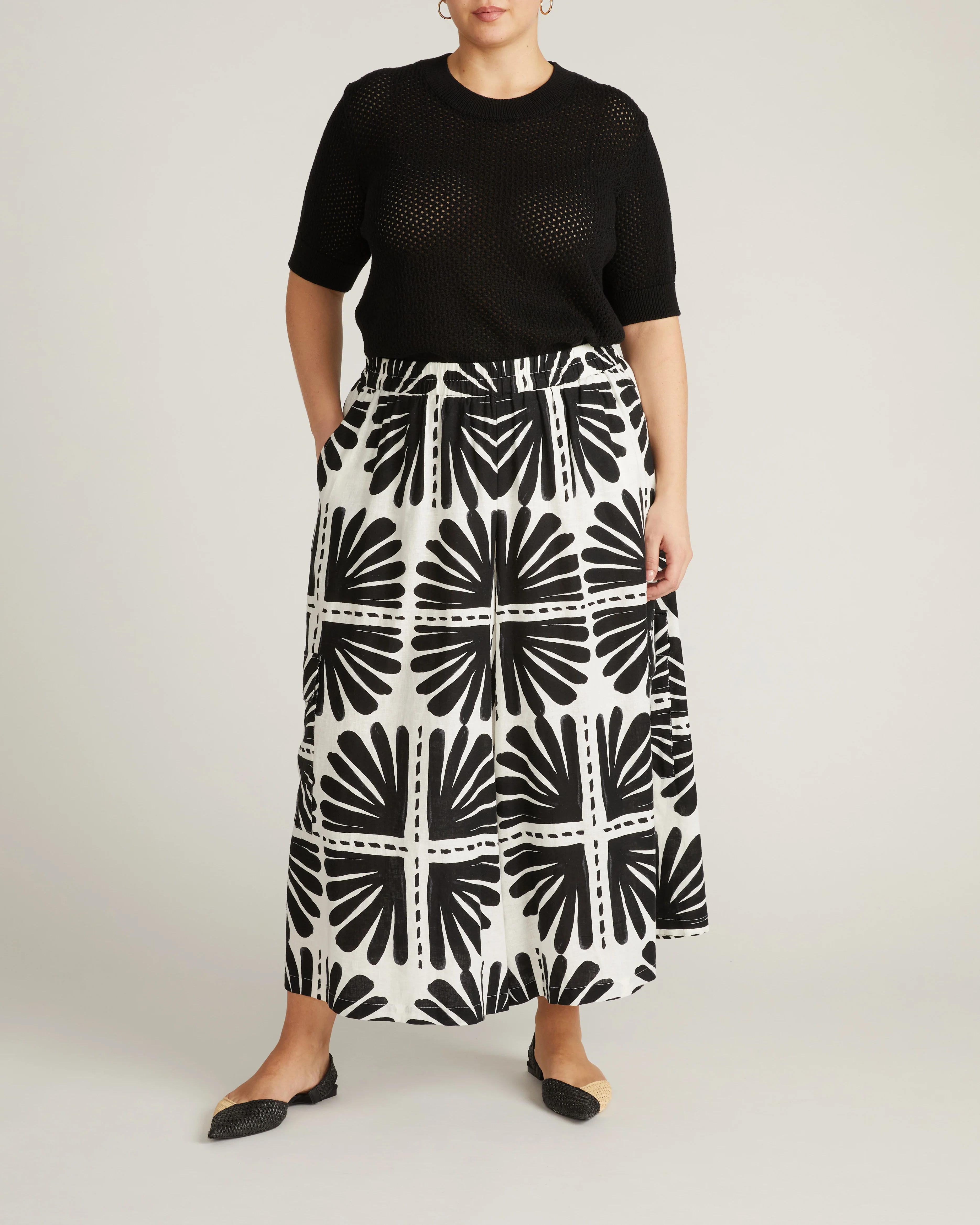 Rosie Pointelle Sweater Top - Black - Image 5