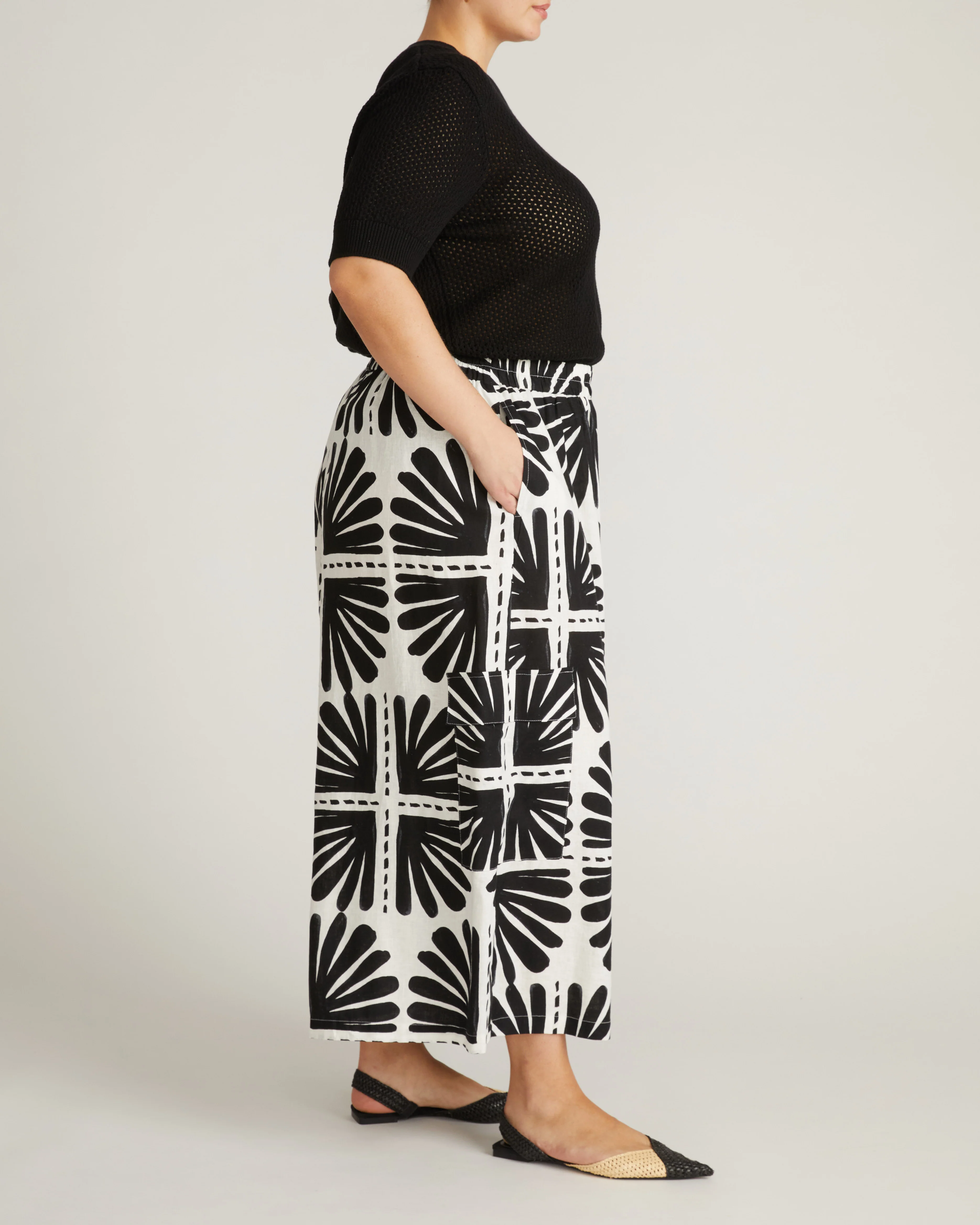 Rosie Pointelle Sweater Top - Black - Image 6