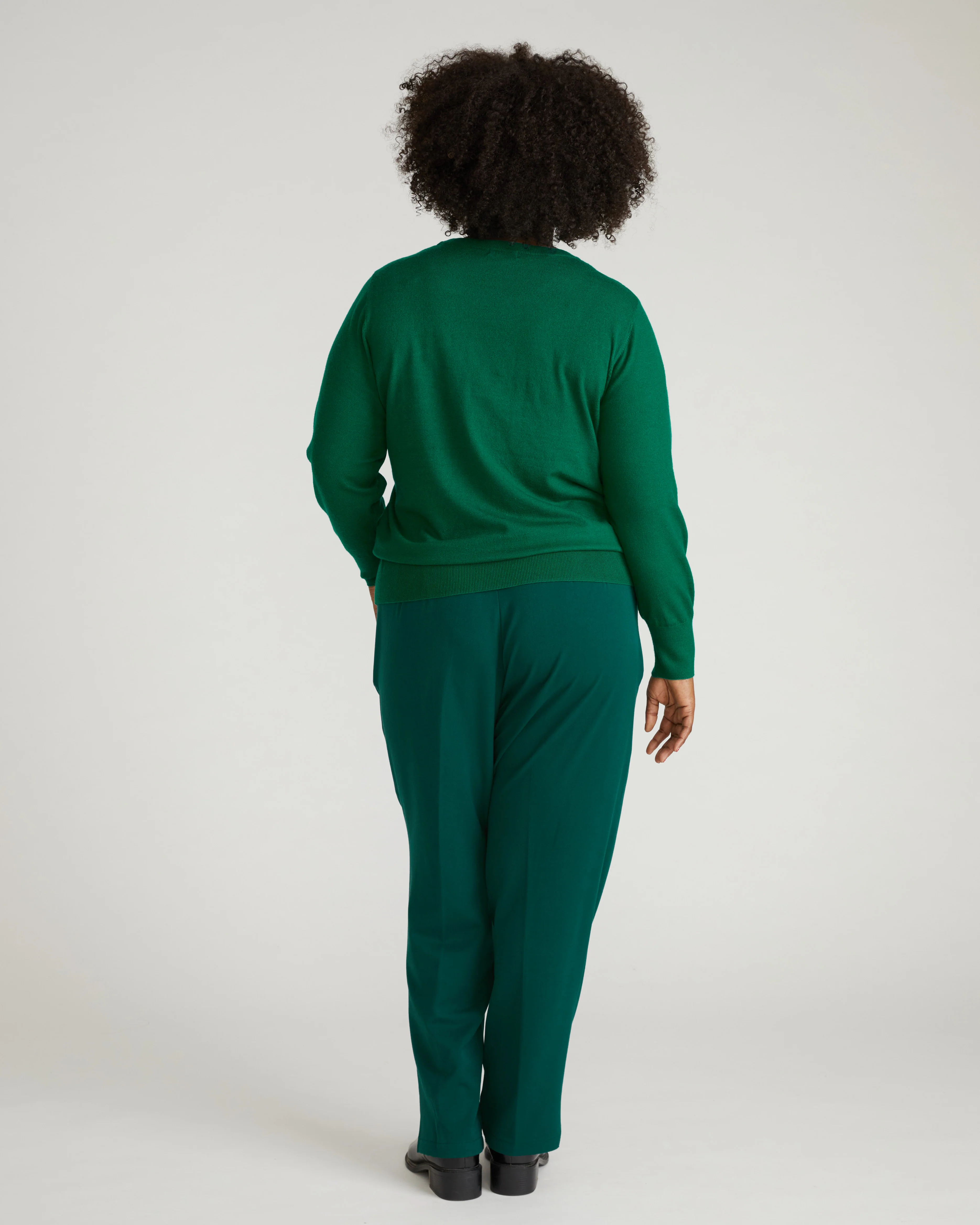 Savvy Fine Knit Crew Sweater - Mineral Green - Image 3
