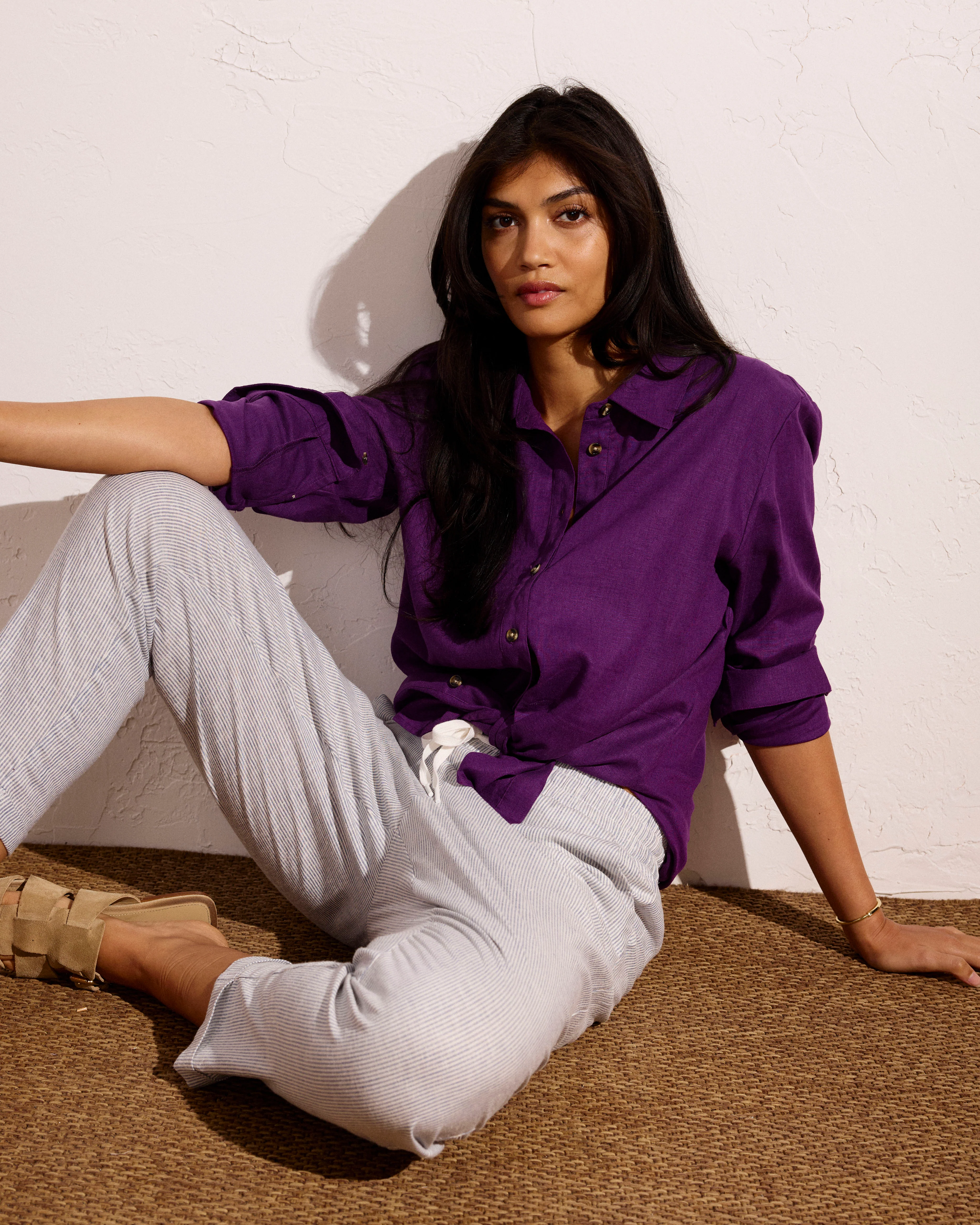 Sayville Linen Blend Drawstring Pant - Beach Stripe - Image 4
