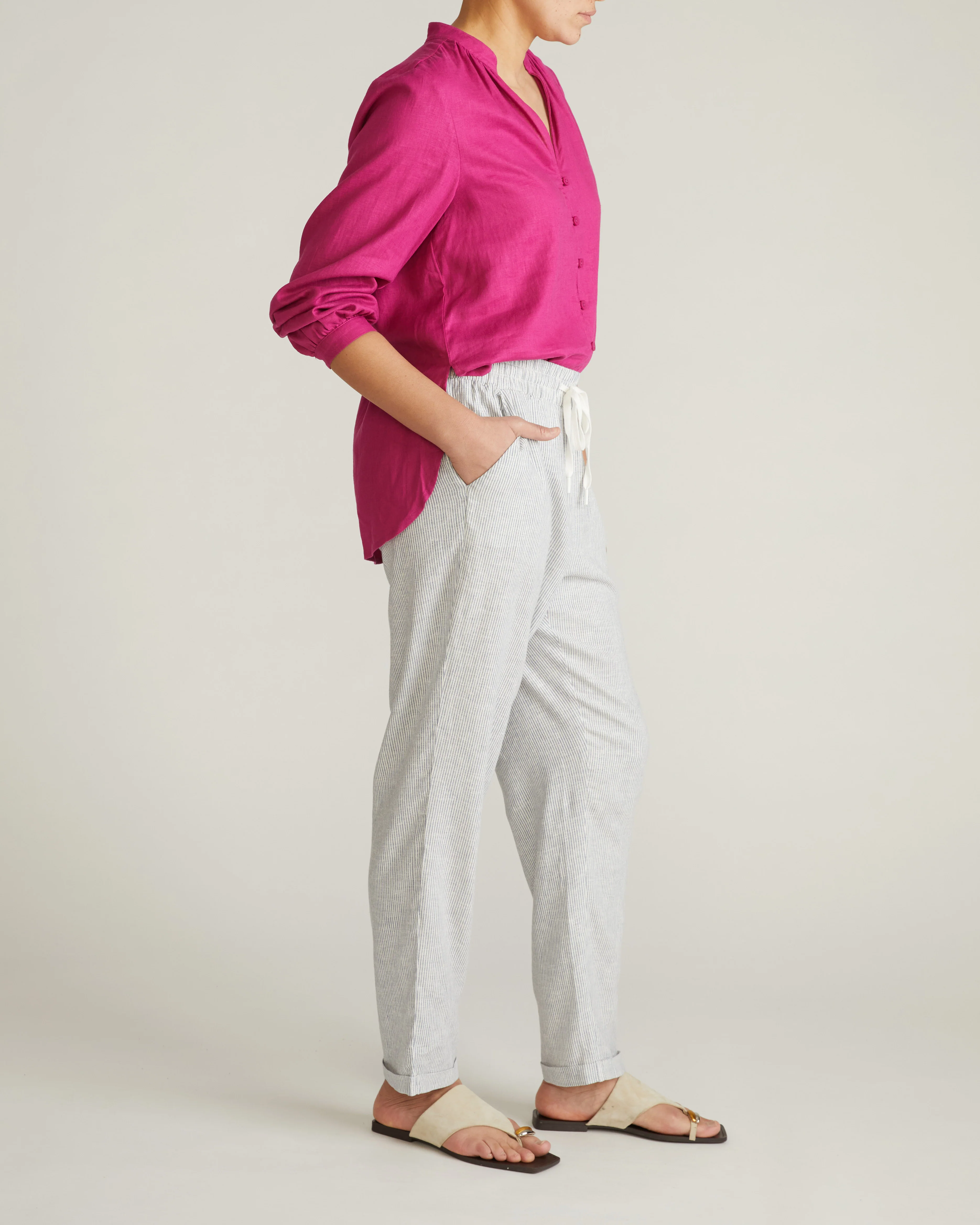 Sayville Linen Blend Drawstring Pant - Beach Stripe - Image 8