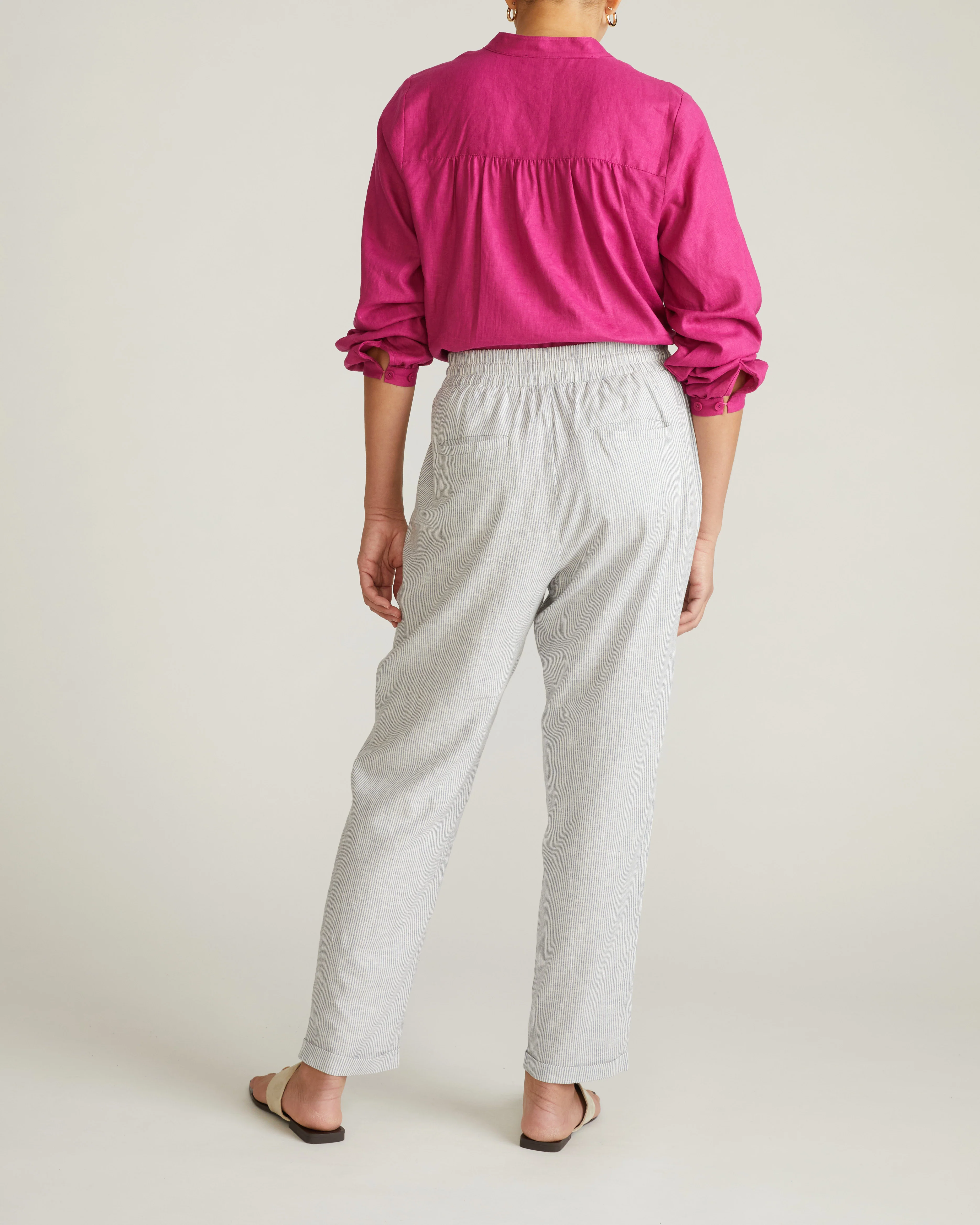 Sayville Linen Blend Drawstring Pant - Beach Stripe - Image 9
