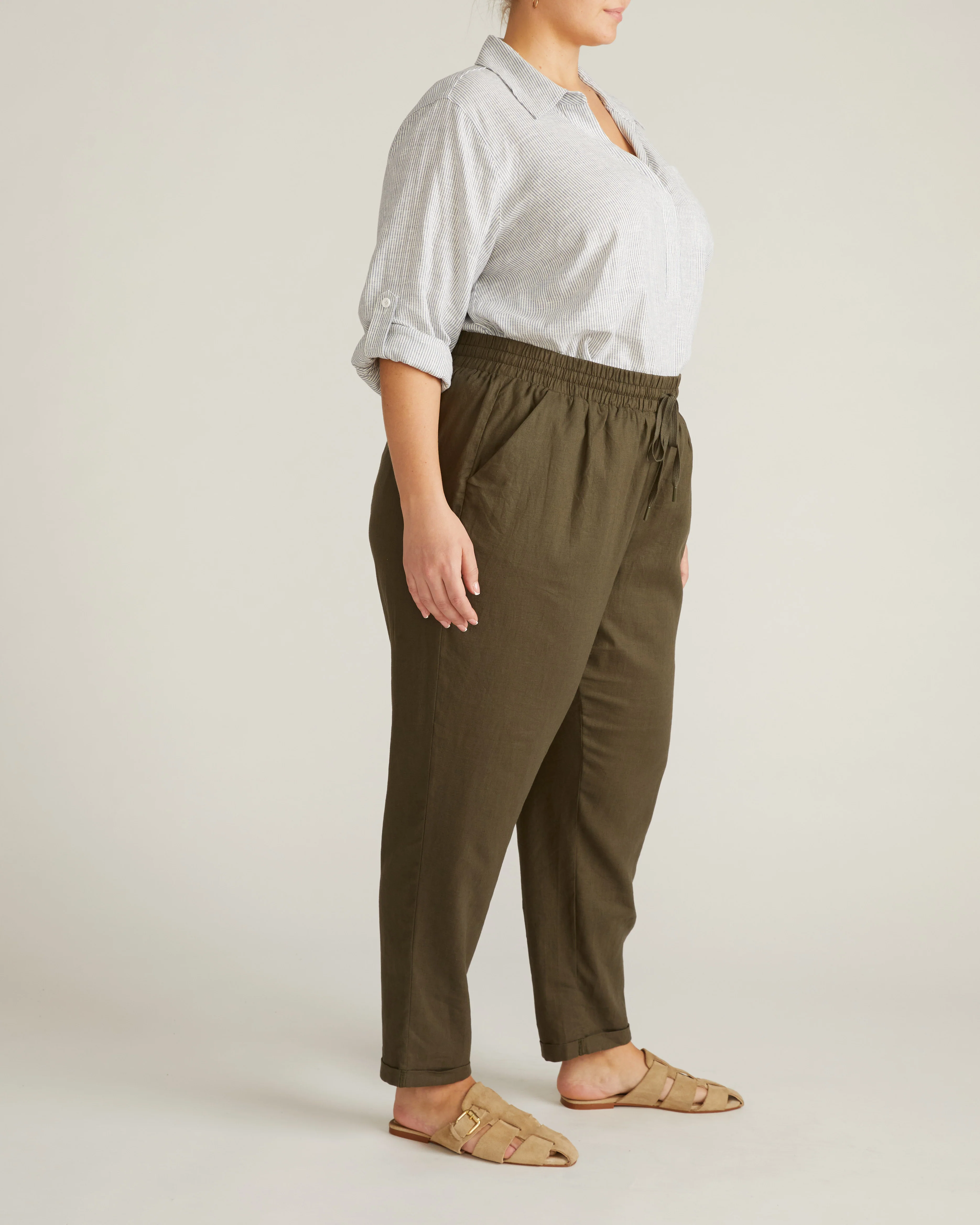 Sayville Linen Blend Drawstring Pant - Camo - Image 3