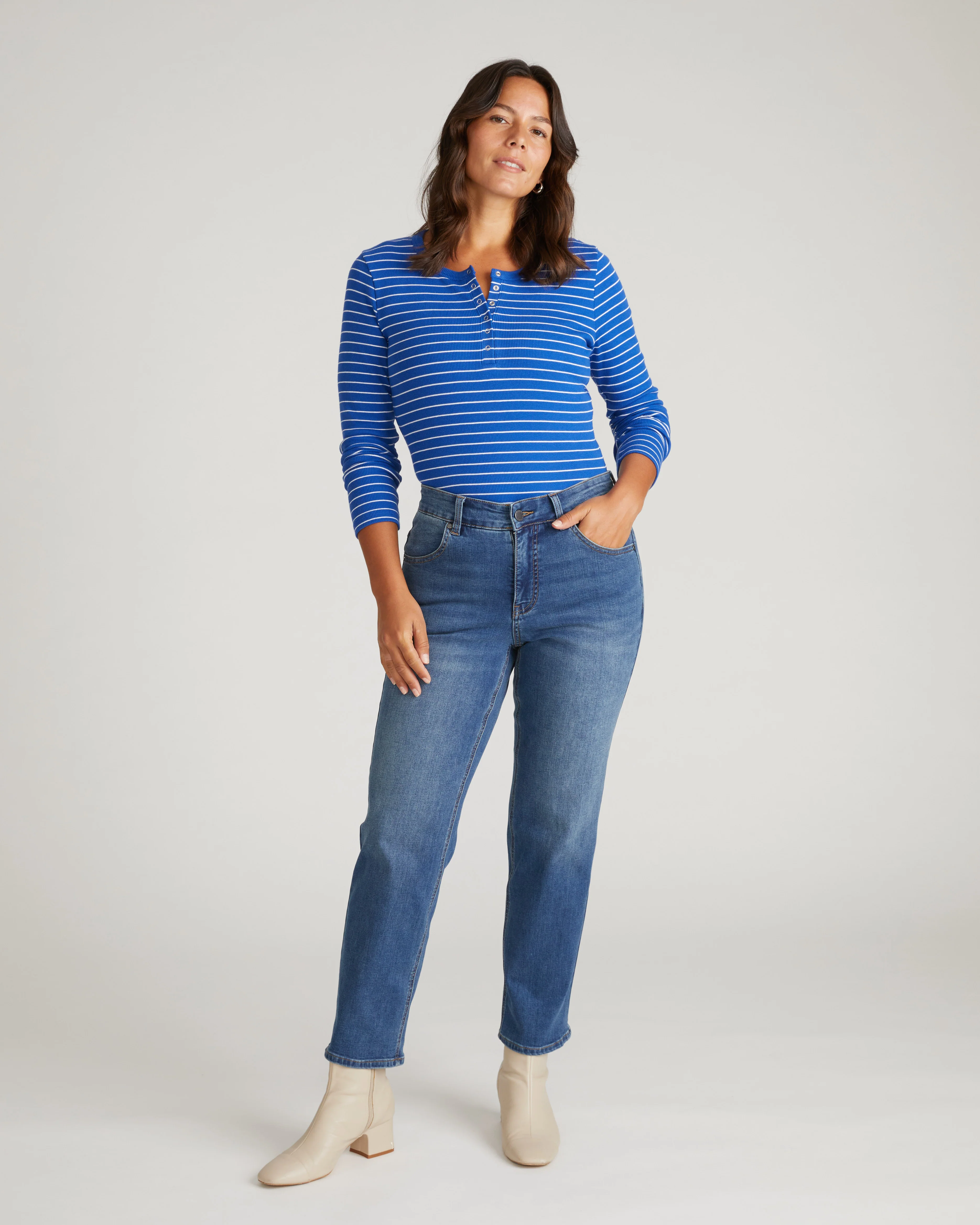 Seine High Rise Straight Leg Jean 29 Inch - Anzio Blue