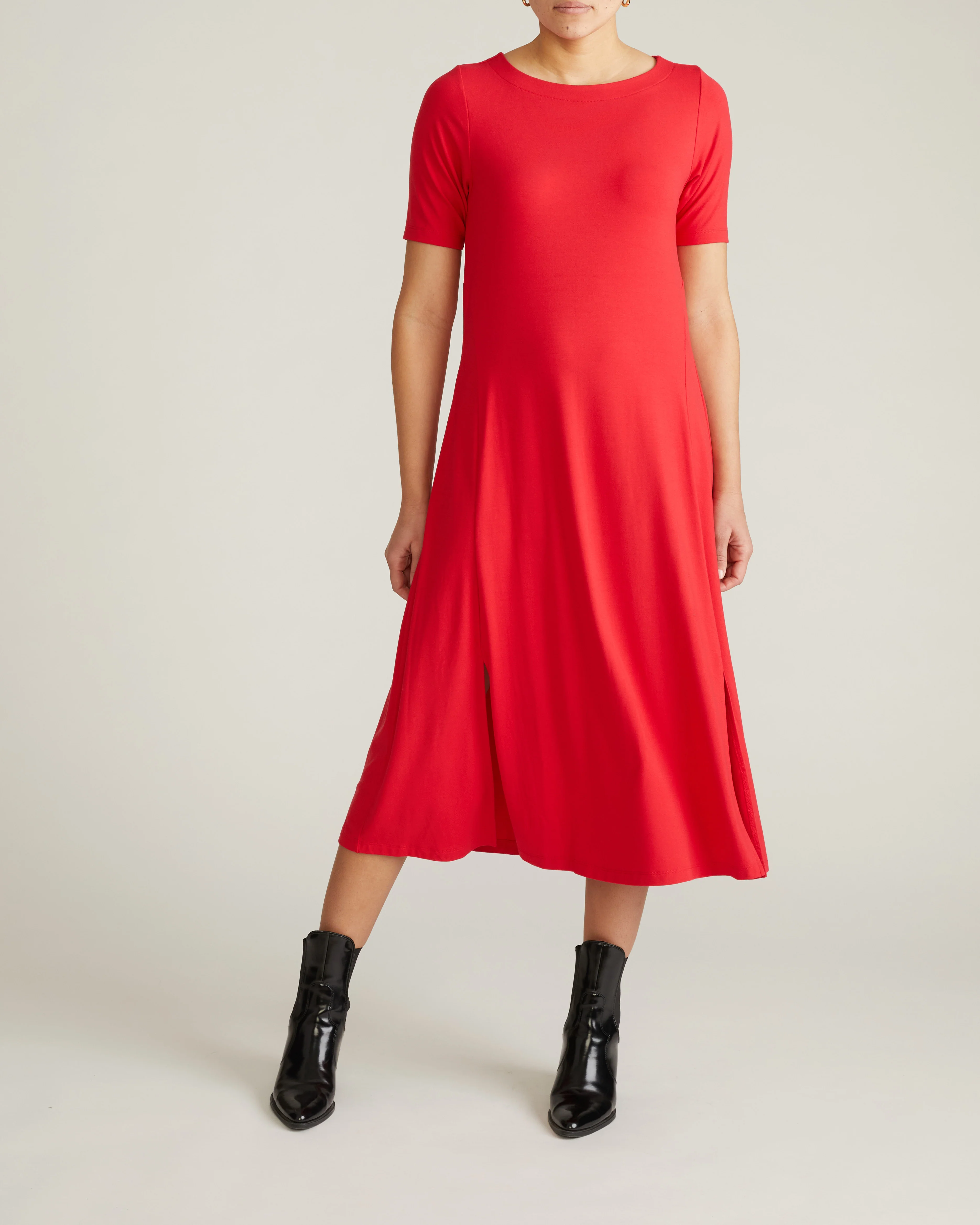 Serena Boatneck Divine Jersey Dress - Lipstick - Image 3
