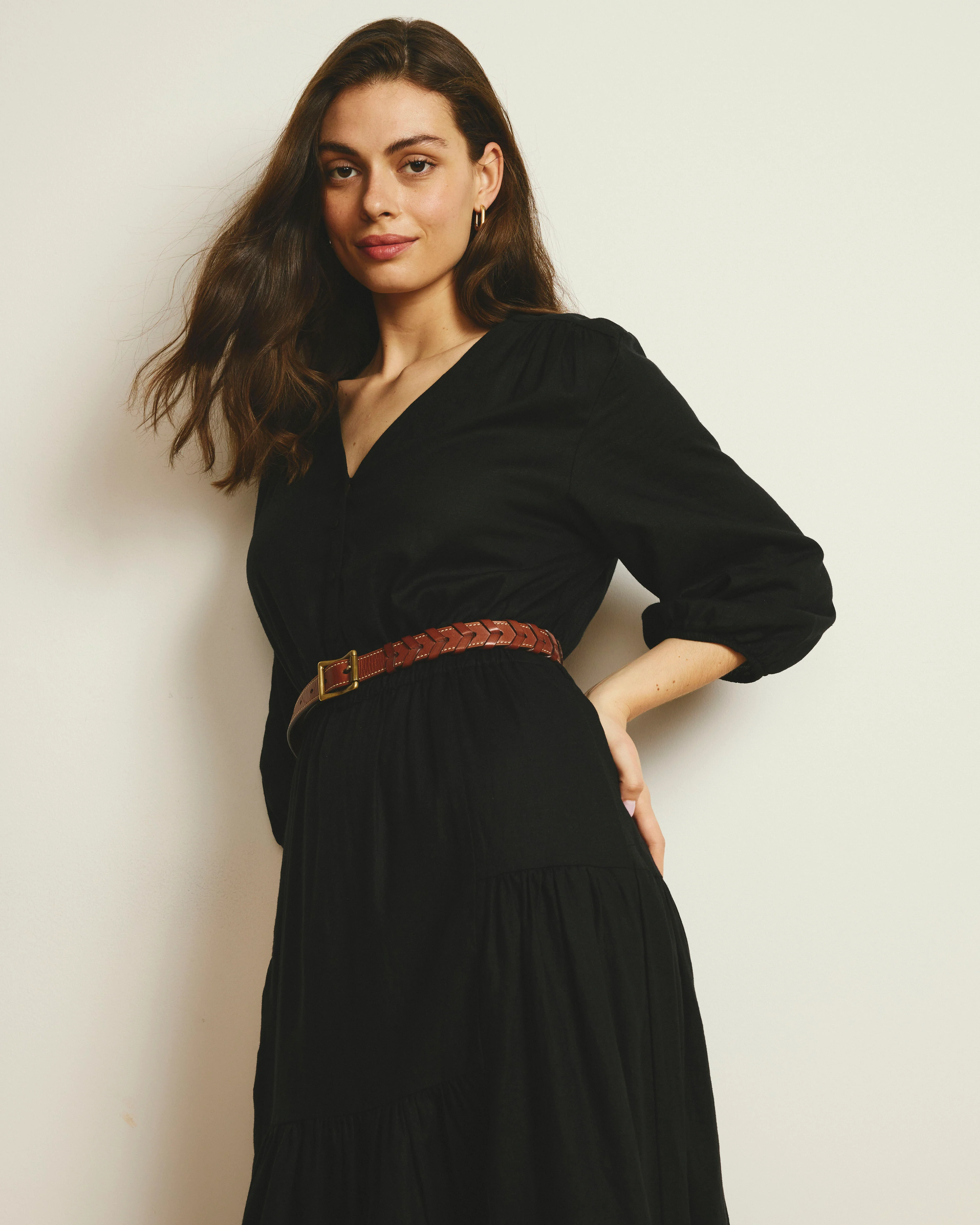 Sorrento Linen Blend Midi Dress - Black - Image 3