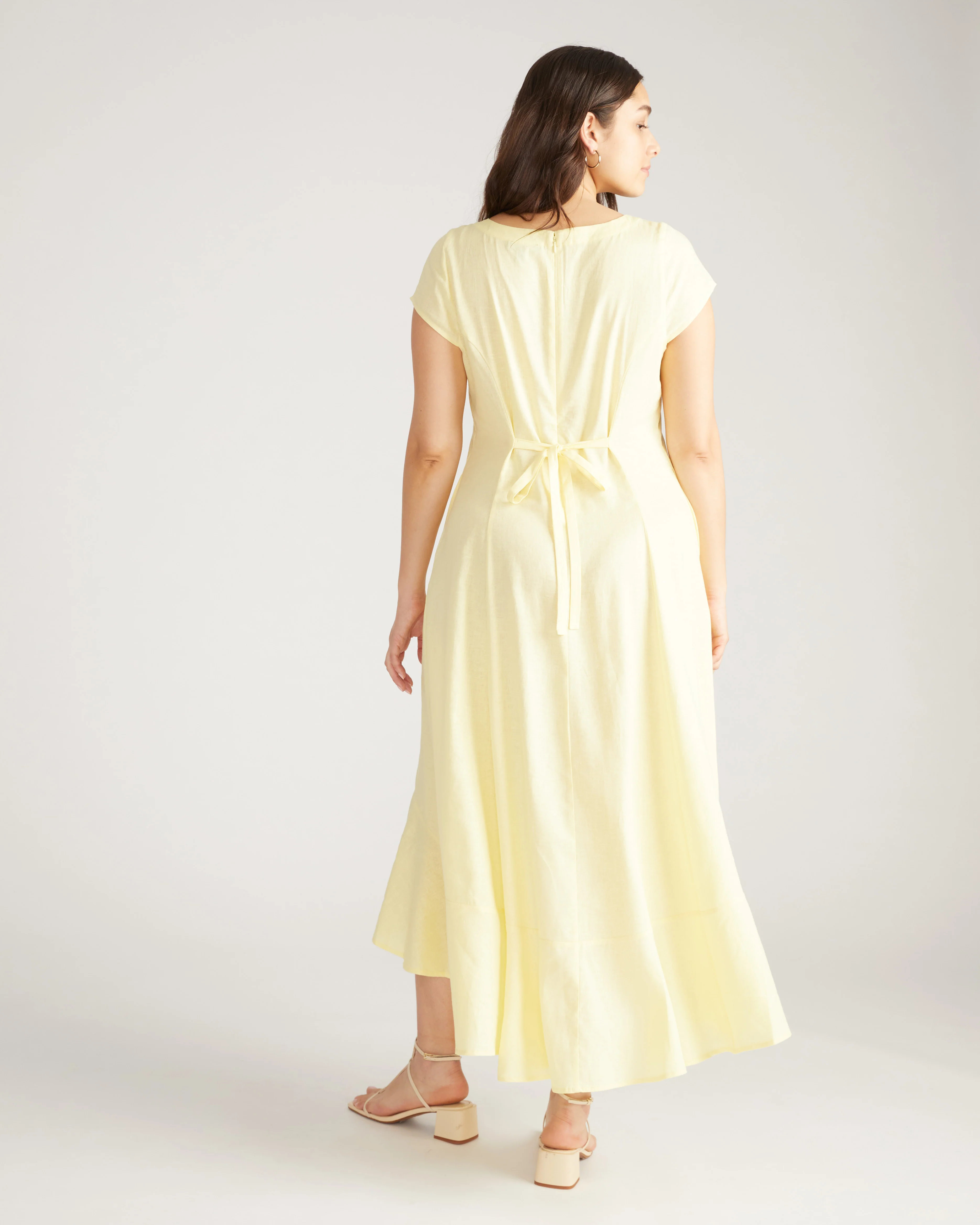 Sunset Linen Blend Flounce Dress - Twinkle - Image 3
