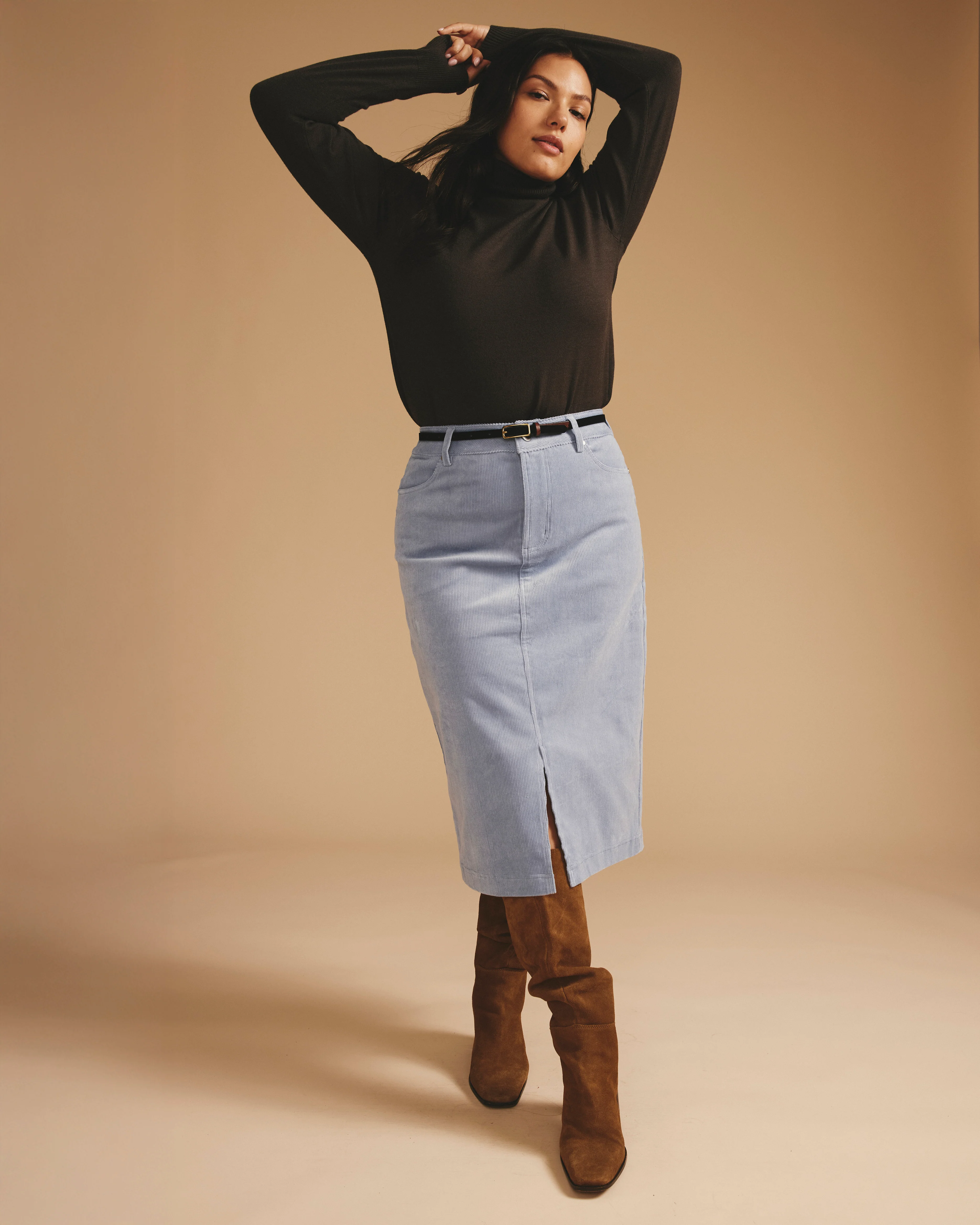 Suzi Corduroy Skirt - Washed Rain