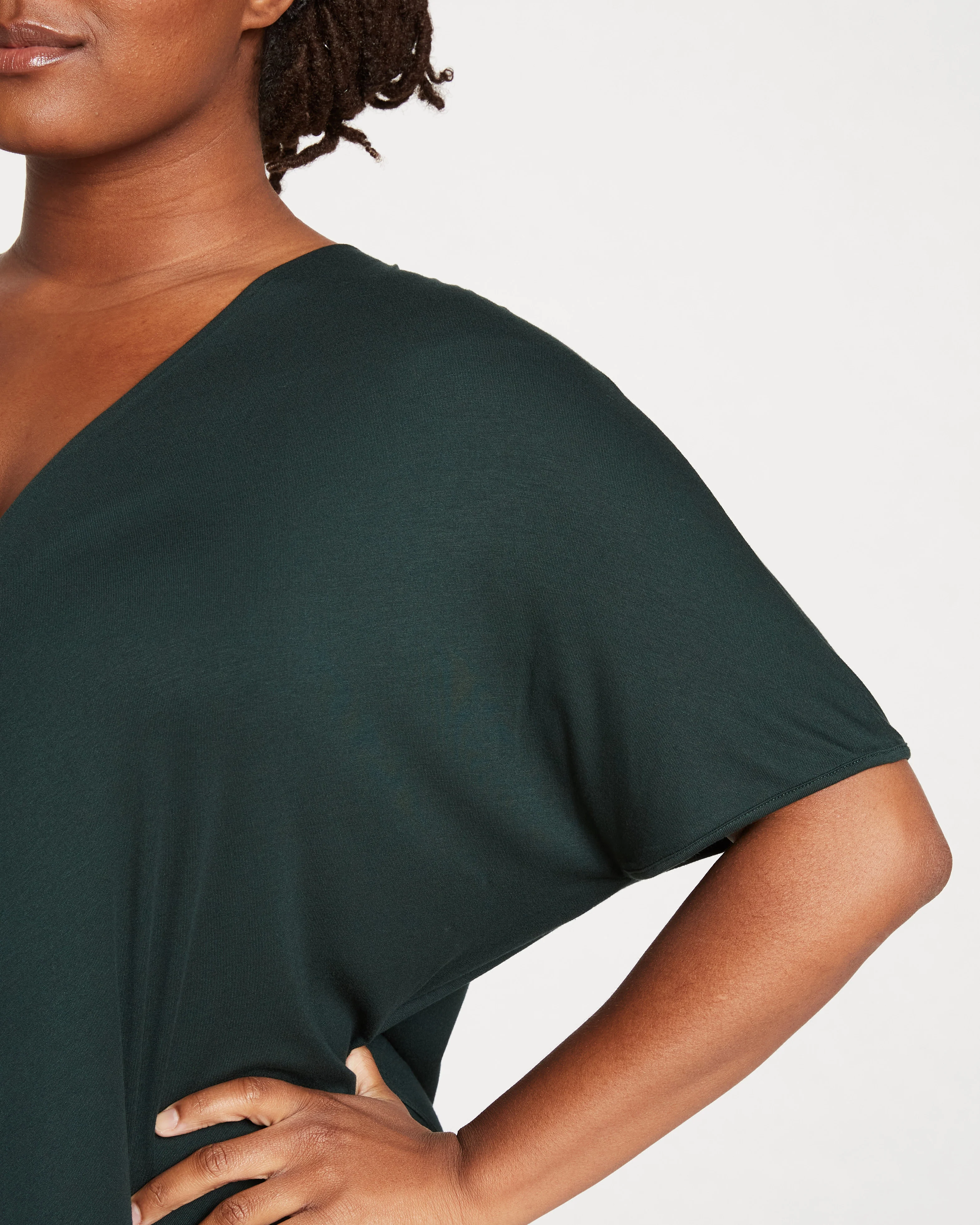 Teresa Liquid Jersey V-Neck Dress - Forest Green - Image 5