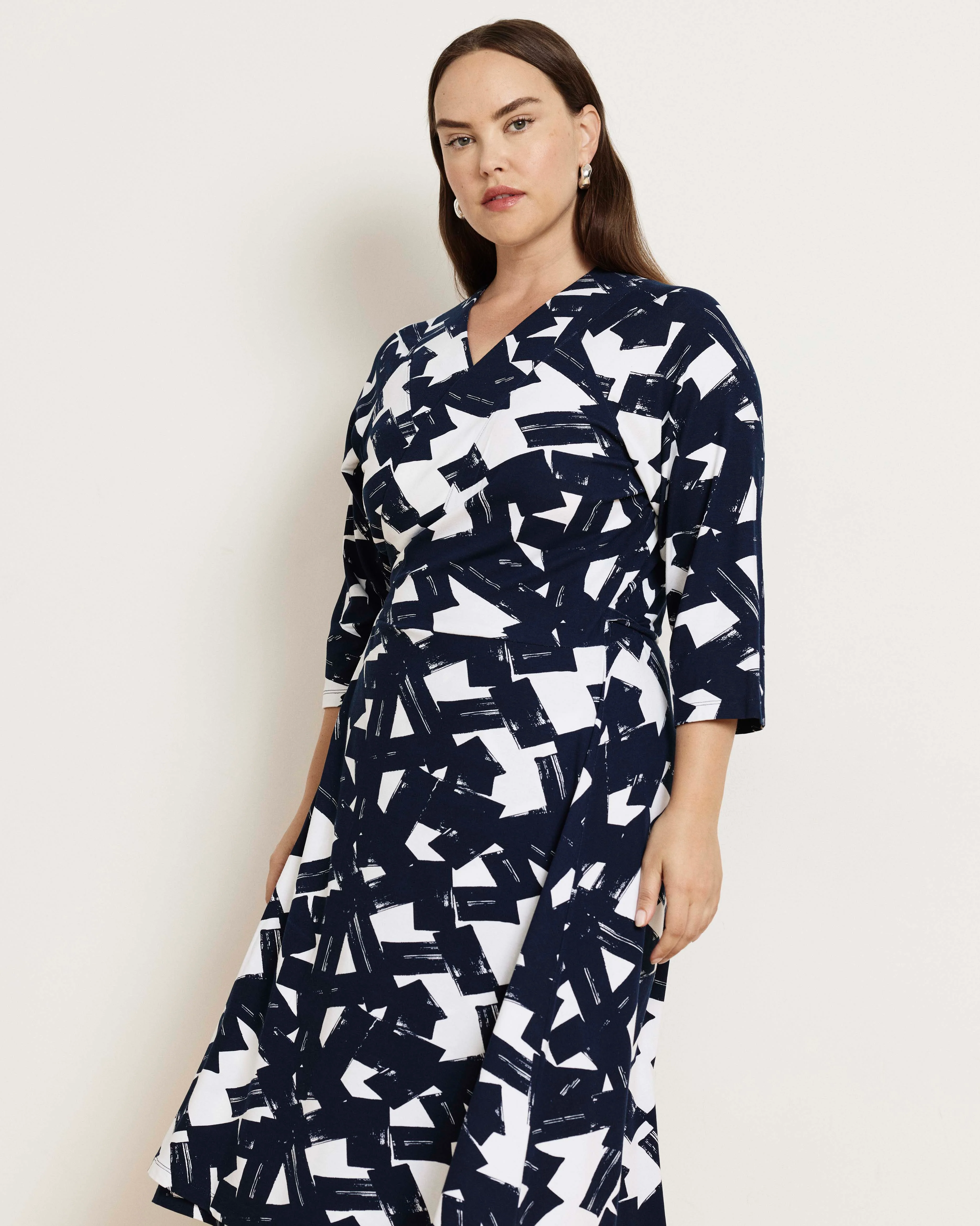 The Divine Jersey Wrap Dress - Navy Santiago Print - Image 3