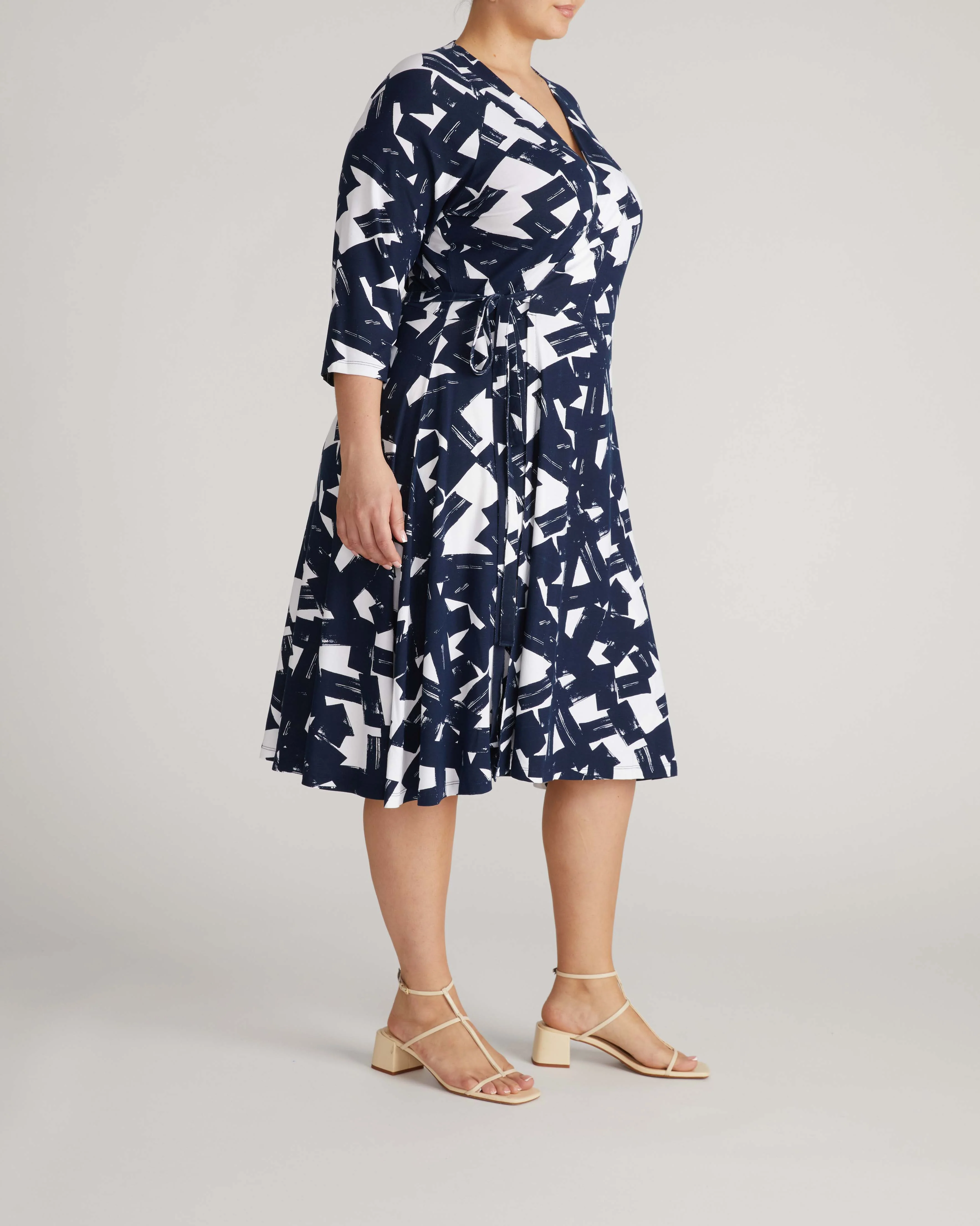 The Divine Jersey Wrap Dress - Navy Santiago Print - Image 5