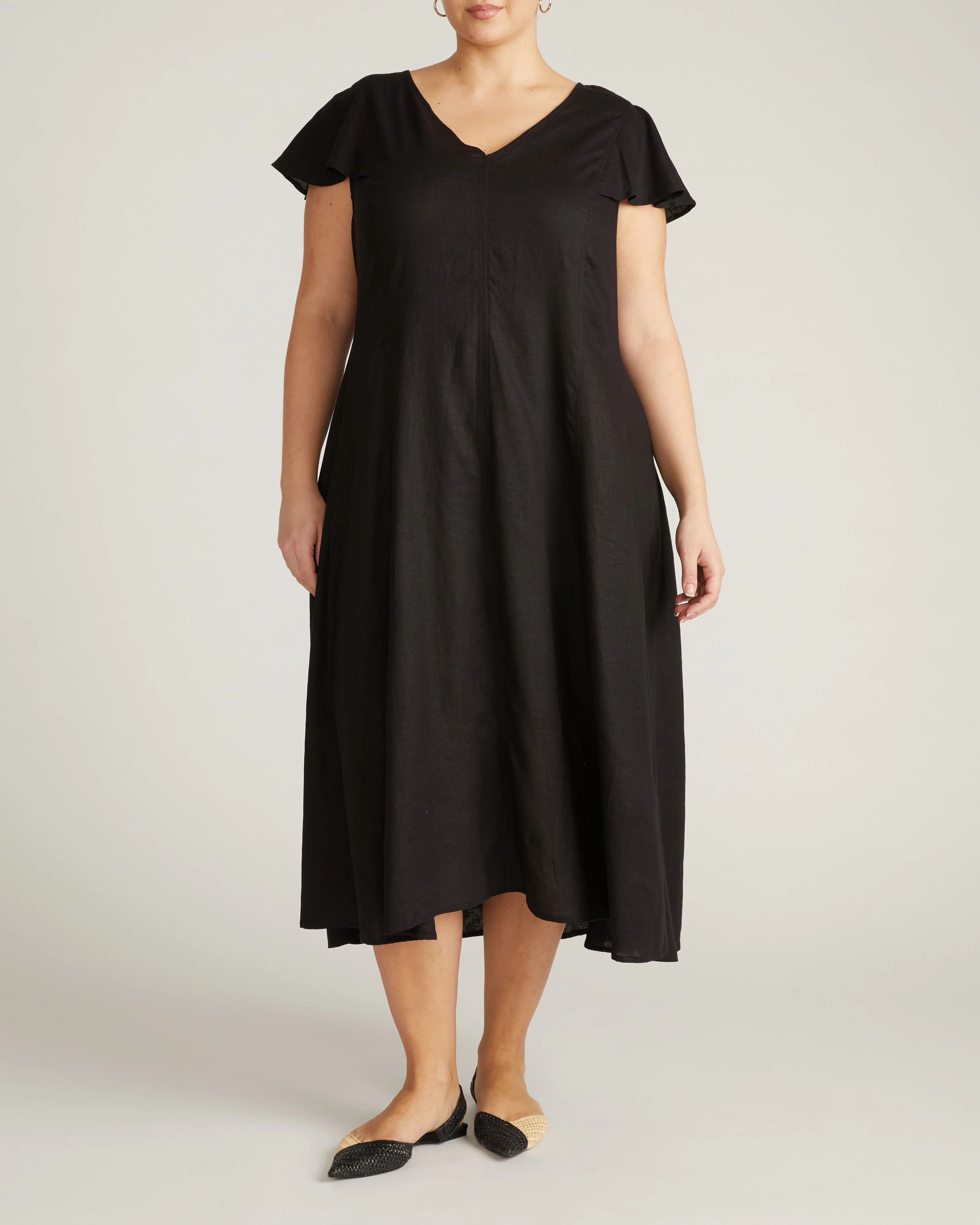 Victoria Linen Blend Dress - Black - Image 3