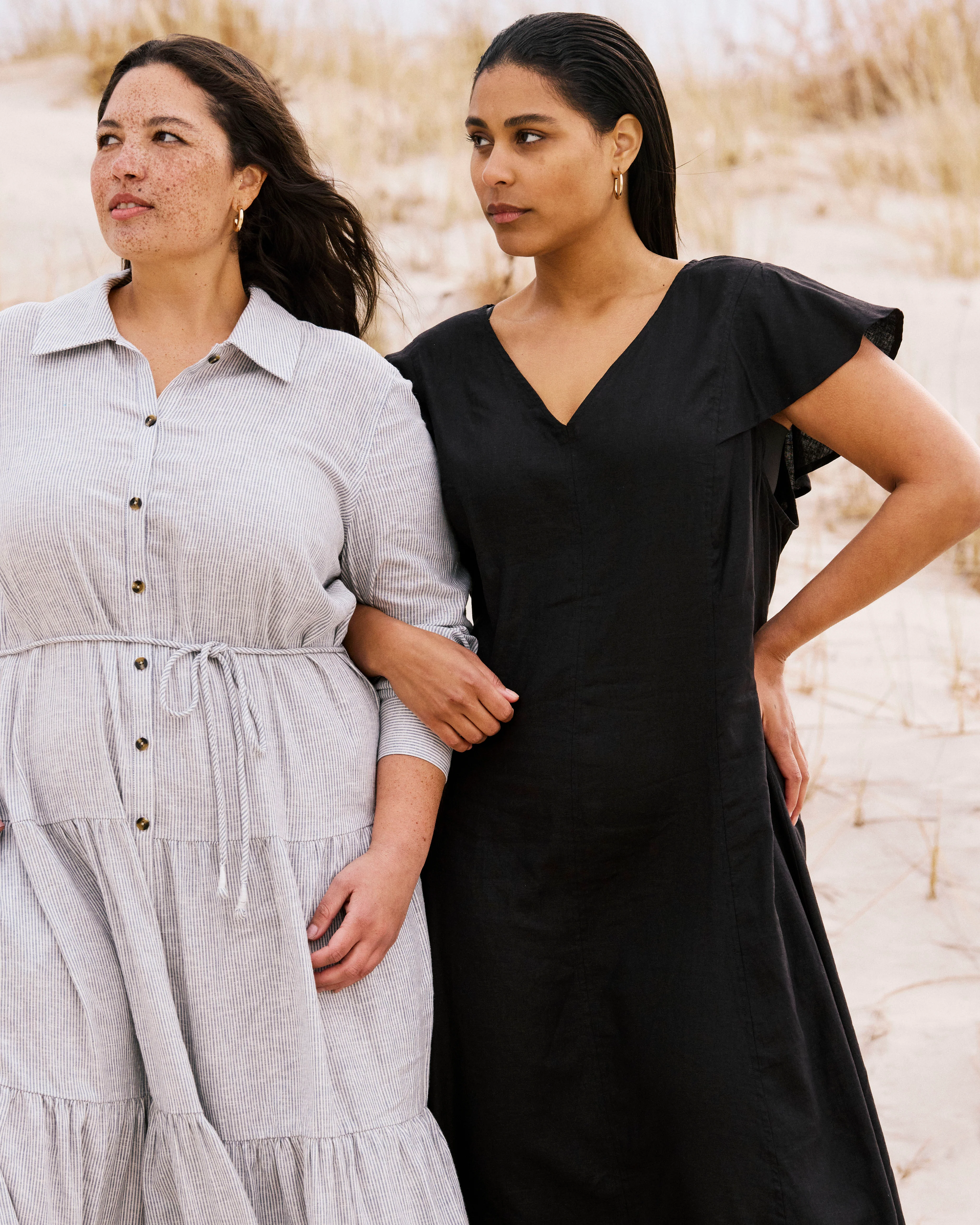 Victoria Linen Blend Dress - Black - Image 5