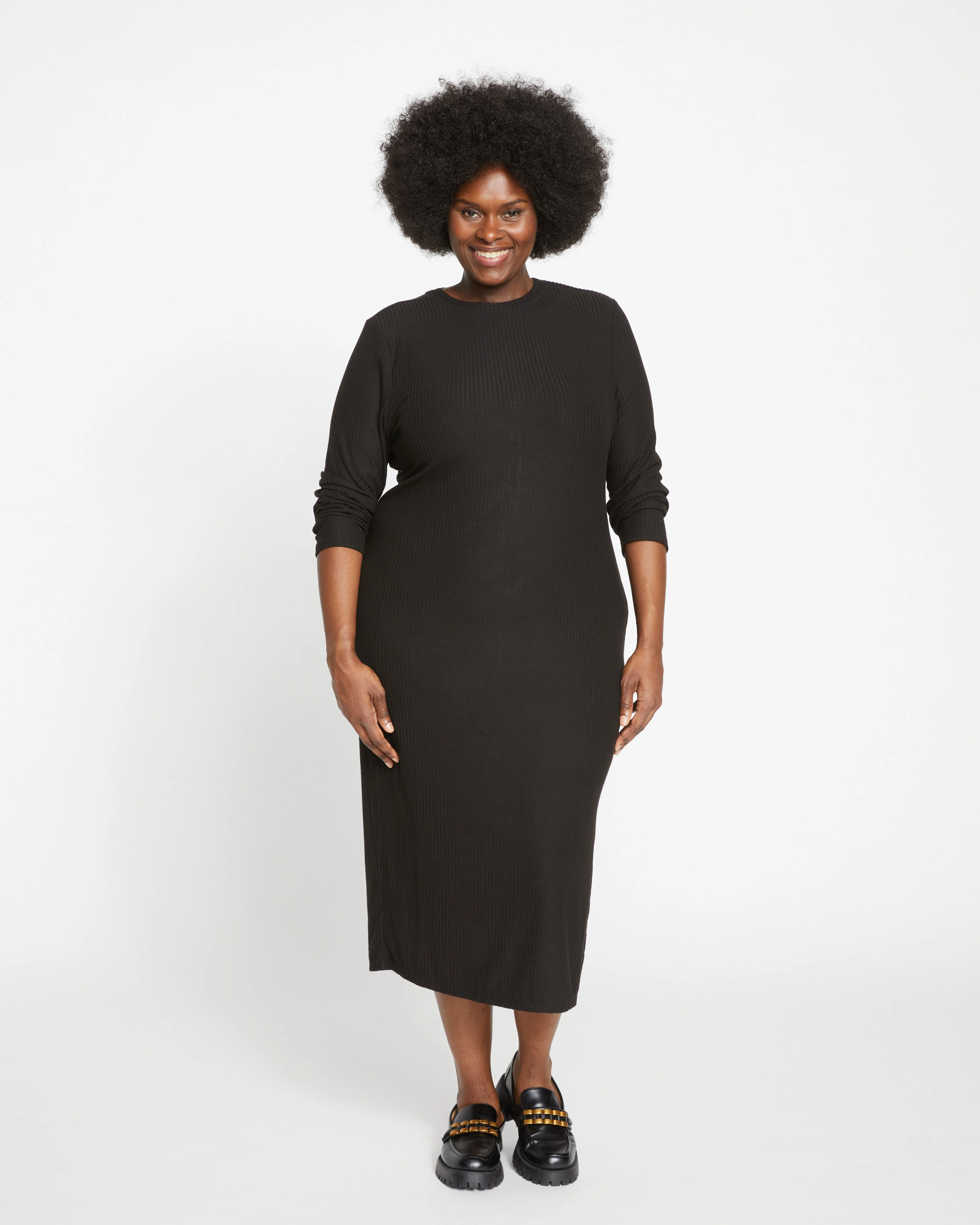 Xenia Ribbed Dress - Black